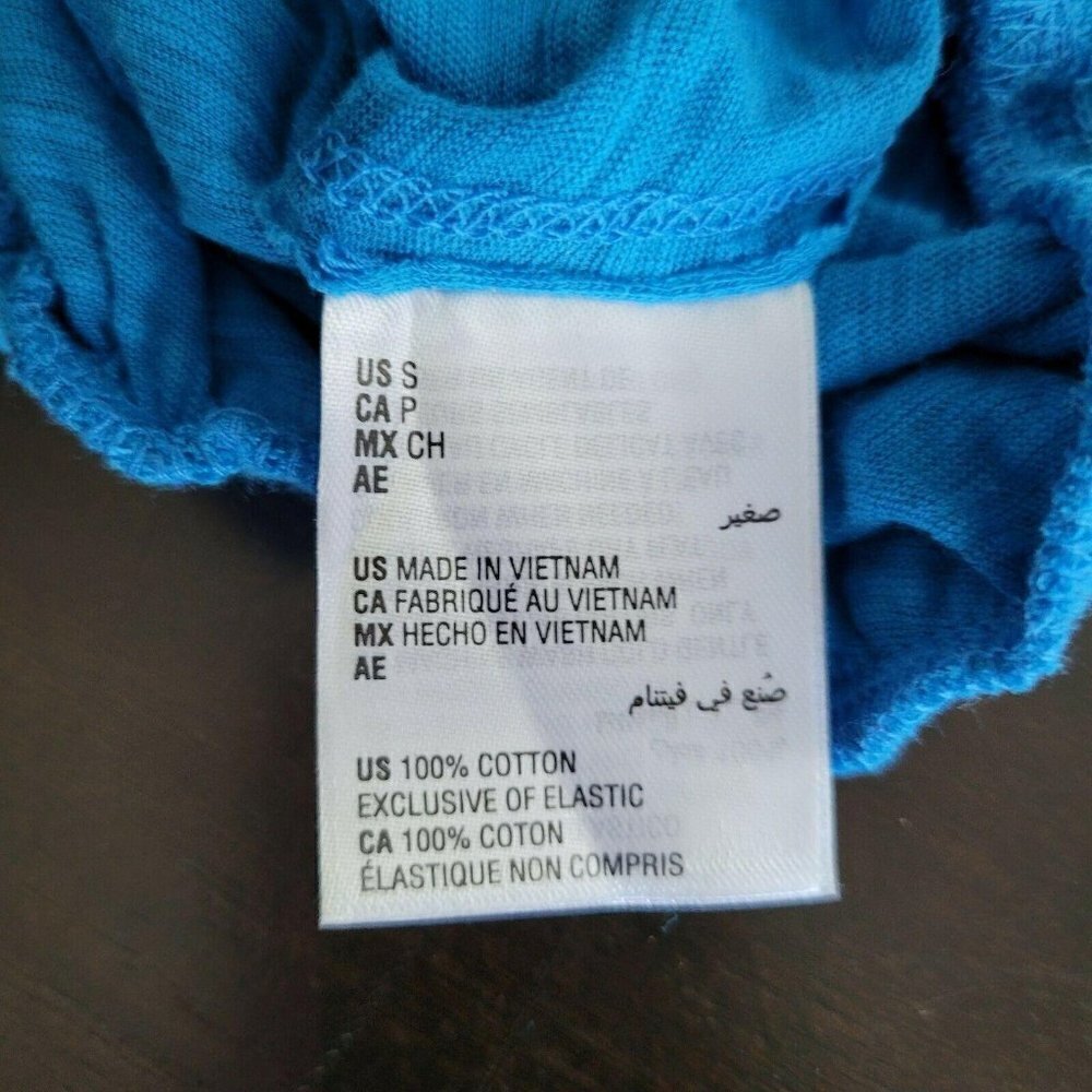 INC International Concepts Cotton Smocked Off Shoulder Peasant Top Sz Small Blue - Picture 7 of 7